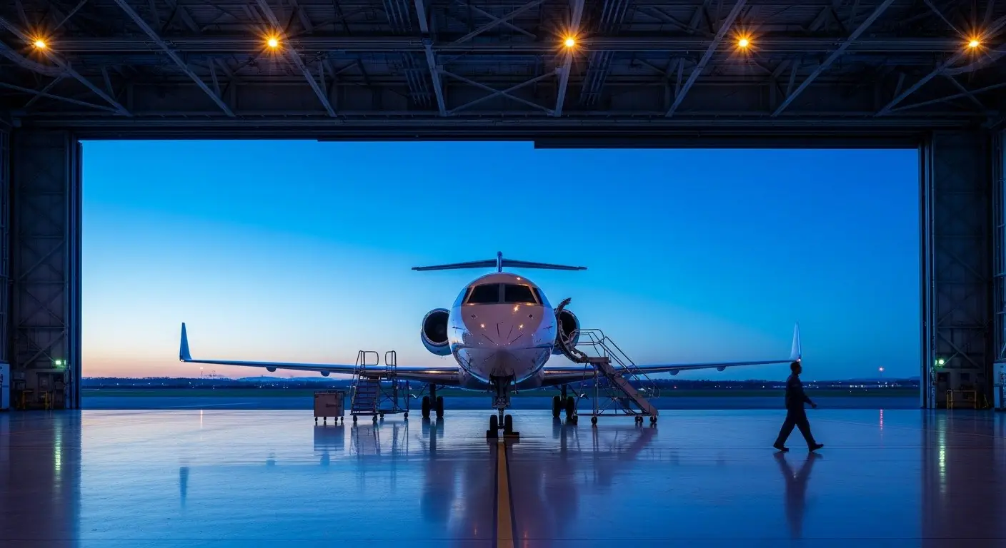 Aircraft on the apron near Suvarnabhumi at dusk